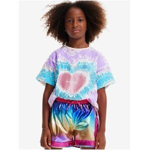 White and purple girly batik T-shirt Desigual Hippie - Girls