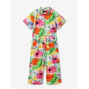 Green-pink floral girly overall Desigual Wisteria - Girls