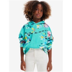 Light Green Girly Floral Hoodie Desigual Flores - Girls