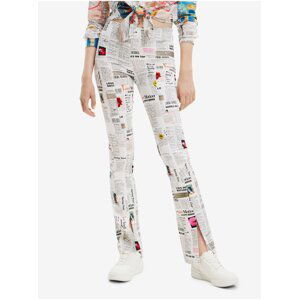 White Women Patterned Trousers Desigual Newspaper - Women