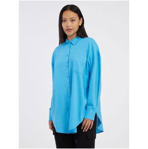 Blue Ladies Linen Shirt ONLY Corina - Ladies