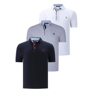 TRIPLE SET T8582 DEWBERRY MENS T-SHIRT-NAVY BLUE-WHITE-GREY