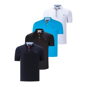 QUAD SET T8582 DEWBERRY MENS T-SHIRT-BLACK-WHITE-NAVY BLUE-DARK TURQUOISE