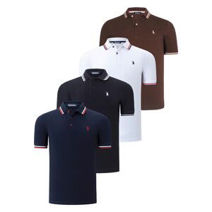 QUAD SET T8594 DEWBERRY MENS T-SHIRT-BLACK-WHITE-NAVY BLUE-BROWN