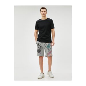 Koton Printed Shorts with Lace Waist Pocket Detail