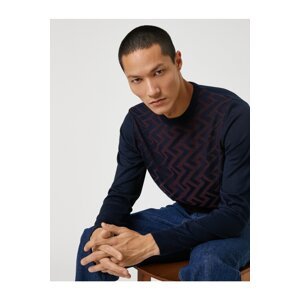 Koton Basic Knitwear Sweater Geometric Pattern Textured Crew Neck