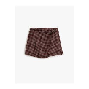 Koton Plaid Shorts Skirt Buckle Detailed