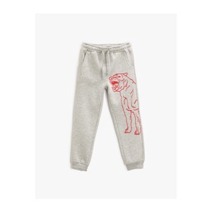 Koton Jogger Sweatpants with a Dog Print Pocket, Tie Waist