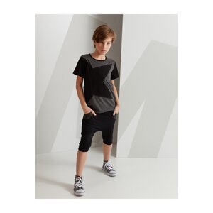 mshb&g Gray Star Boys T-shirt Capri Shorts Set