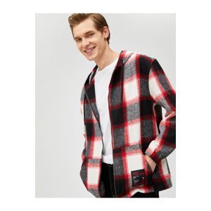 Koton Checkered Hoodie Sweatshirt with Pockets with Labels Printed