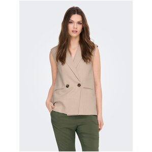 Beige women's linen vest ONLY Caro - Ladies