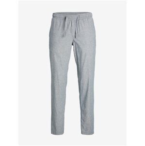 Grey-blue men's brindle trousers with linen Jack & Jones Stac - Men