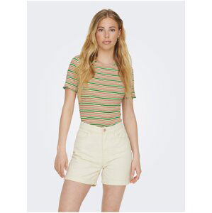 Green-Beige Women's Striped T-Shirt ONLY Janie - Women