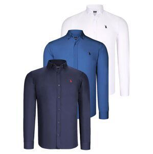 TRIPLE SET G725 DEWBERRY MENS SHIRT-NAVY BLUE-WHITE-INDIGO