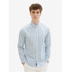 White and Blue Men's Striped Shirt Tom Tailor - Men
