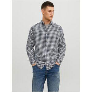 White and Blue Mens Plaid Shirt Jack & Jones Gingham - Men