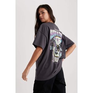 DEFACTO Oversize Fit Crew Neck Printed Short Sleeve T-Shirt