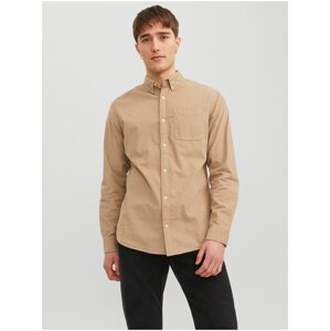 Beige Mens Corduroy Shirt Jack & Jones Classic - Men