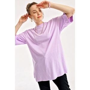 Bigdart 4123 Oversized T-Shirt with a slit - Lilac