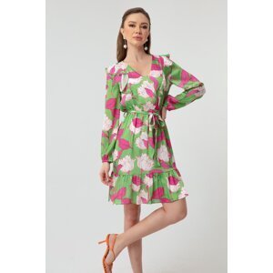 Lafaba Dámske zelené šaty s kvetinovým vzorom