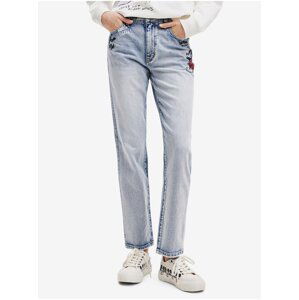 Light blue women straight fit jeans Desigual Mickey Rock - Women