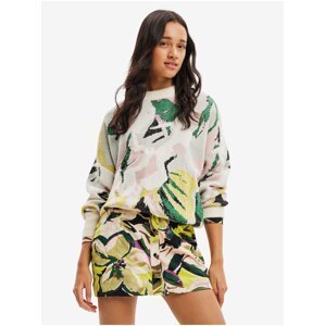 Green-white Desigual Tropi Patterned Sweater - Women