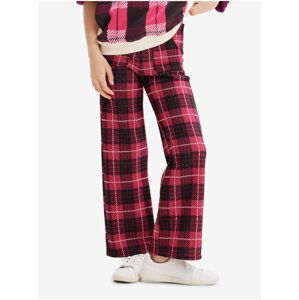 Dark pink girly checked pants Desigual Denis - Girls