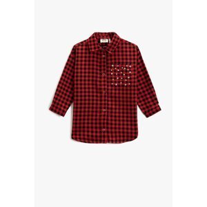 Koton Girl's Red Plaid Shirt