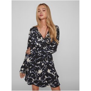 Black Ladies Patterned Wrap Dress VILA Daya - Women