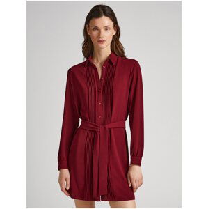 Burgundy Ladies Shirt Dress Pepe Jeans Gissa - Ladies