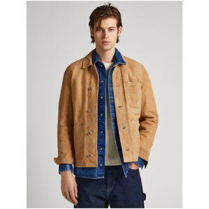 Light Brown Men's Leather Jacket Pepe Jeans Barret - Men