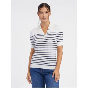 Orsay Cream Women Striped Knitted Polo T-Shirt - Women