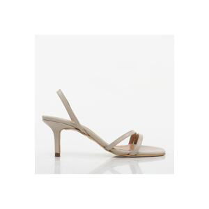 Hotiç Women's Beige Genuine Leather Heeled Sandals