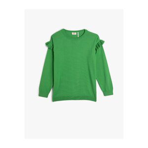 Koton Basic Sweatshirt with Frill Detailed Crew Neck Long Sleeved.