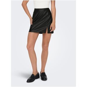 Black Women's Mini Leatherette Skirt ONLY Leni - Women