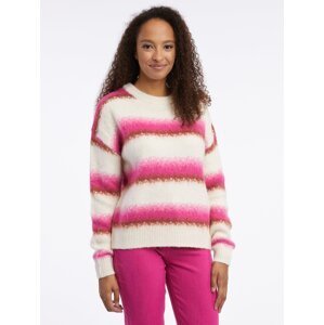 Orsay Pink-cream women's striped sweater with mixed wool - Women