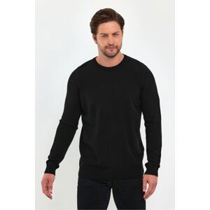 Lafaba Men's Black Crew Neck Basic Knitwear Sweater