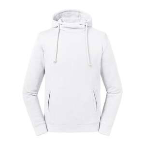 Biała bluza unisex Pure Organic High Collar Hooded Sweat Russell