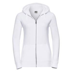 White women's sweatshirt with hood and zipper Authentic Russell