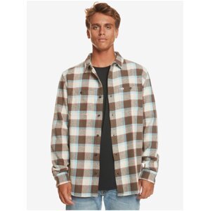 Men's Brown-Cream Plaid Shirt Quiksilver Balvraid - Men's