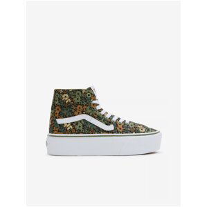 Green-brown women's ankle floral sneakers VANS SK8-Hi Tapered - Women