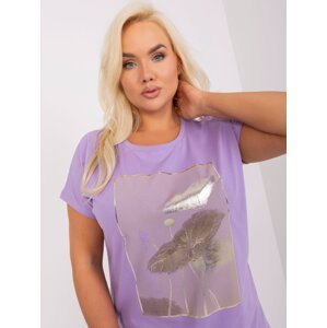 Purple plus size blouse with short sleeves