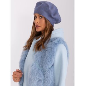 Grey-blue women's beret with appliqués