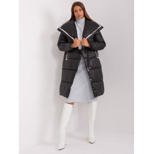Black Long Winter Jacket With Pockets