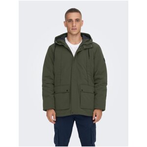 Dark Green Men's Winter Jacket ONLY & SONS Jayden - Men