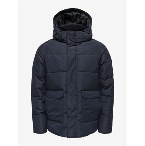 Men's Quilted Winter Jacket ONLY & SONS Carl Dark Blue - Men