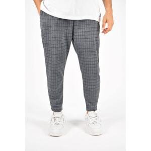 XHAN Gray Square Pattern Relaxed Trousers 3xxe5-46971-03