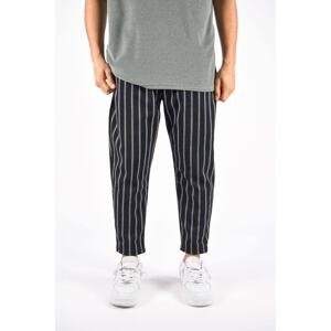 XHAN Black Striped Pattern Relaxed Pants