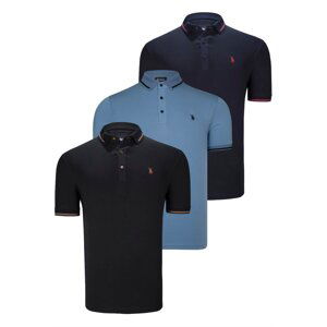 TRIPLE SET T8586 DEWBERRY MEN'S T-SHIRT-BLACK-NAVY-INDIGO