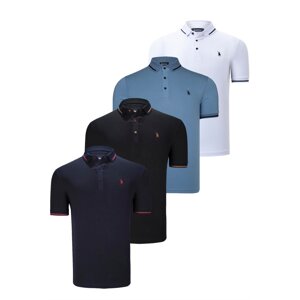 QUADRUPLE SET T8586 DEWBERRY MEN'S T-SHIRT-BLACK-WHITE-NAVY-INDIGO